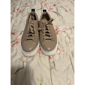 Chloe Lauren Leather Shoes Womens Size 38 Beige Low Top Platform Casual Sneakers